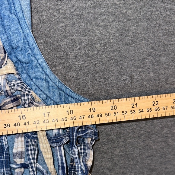 Vintage XL Woven Blue and Beige Button-Up Vest #1 - Picture 5 of 6